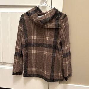 Brown & black plaid long sleeve top